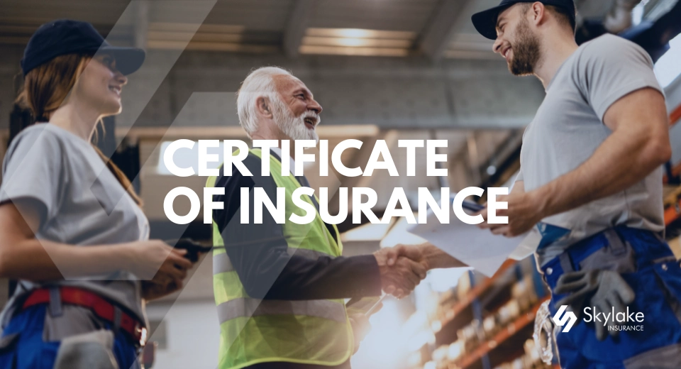 Contractor handing his certificate of insurance to the client