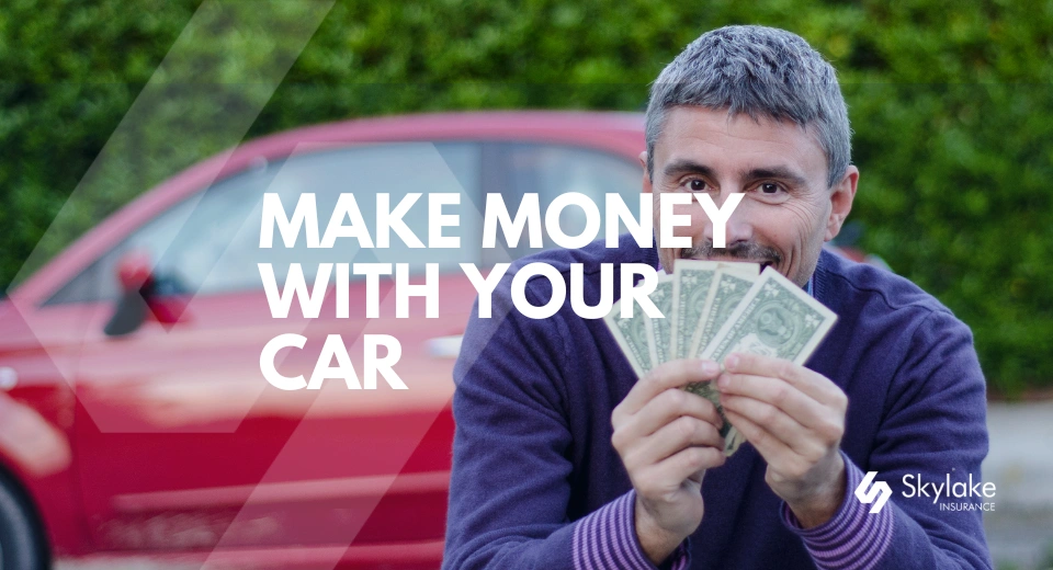 man showing dollar bills he made working with his car