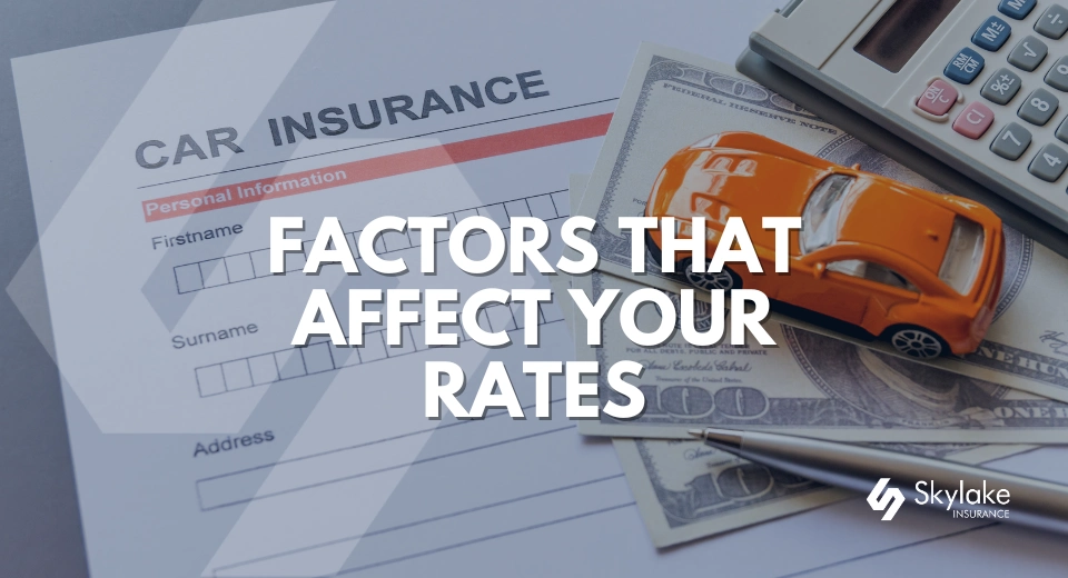 car insurance policy document with money checks and a calculator